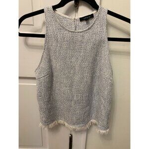 DREW Blue and White Woven Tank Top | Size XS
